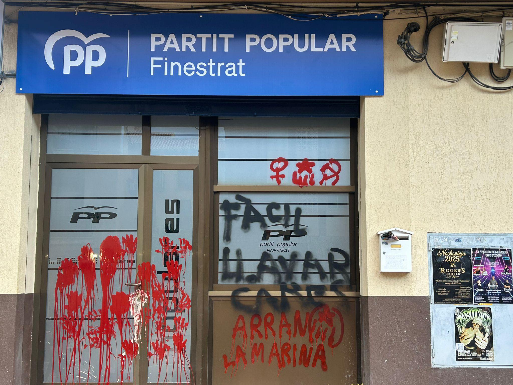 Vandalismo contra la sede del PP de Finestrat